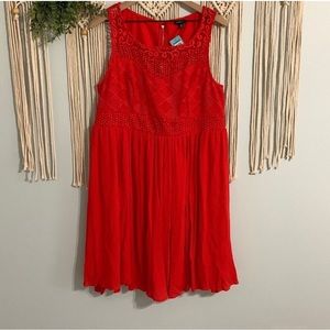 Torrid Crochet Gauze Red Skater Dress